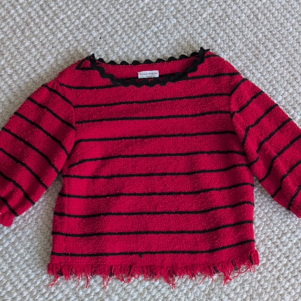 Sonia Rykiel Red and Black Textured Knit
